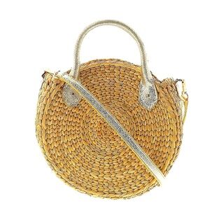 POOLSIDE Maxine round straw Ratan tote bag crossbody